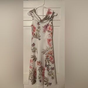 Chic Strapless Floral Dress - Pink and Cream